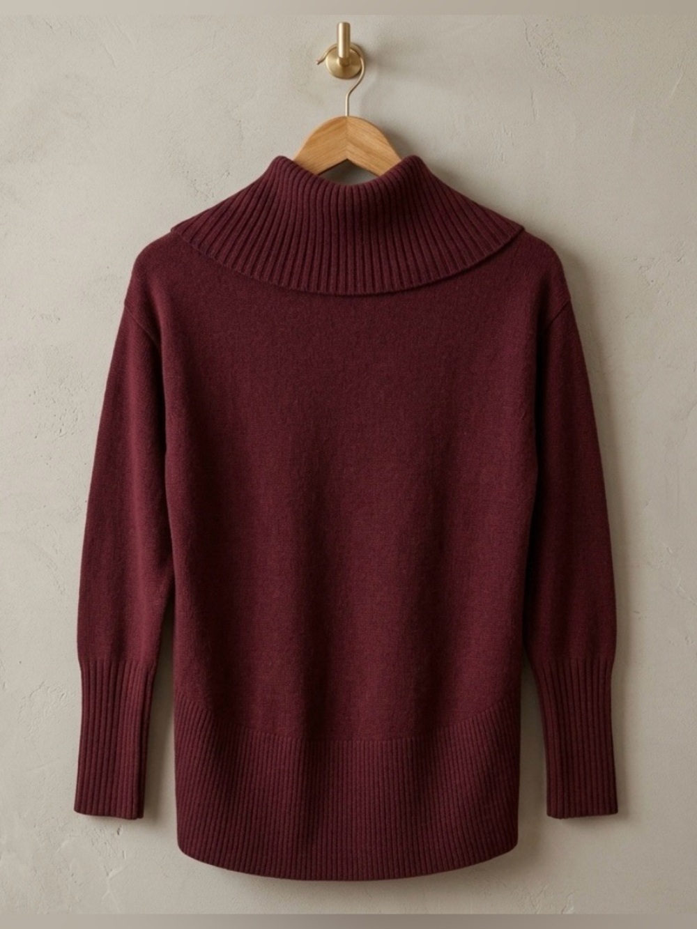 Ricki’s Burgundy Cowl Neck Sweater High Low Knit Pullover Women’s Small - Picture 2 of 8